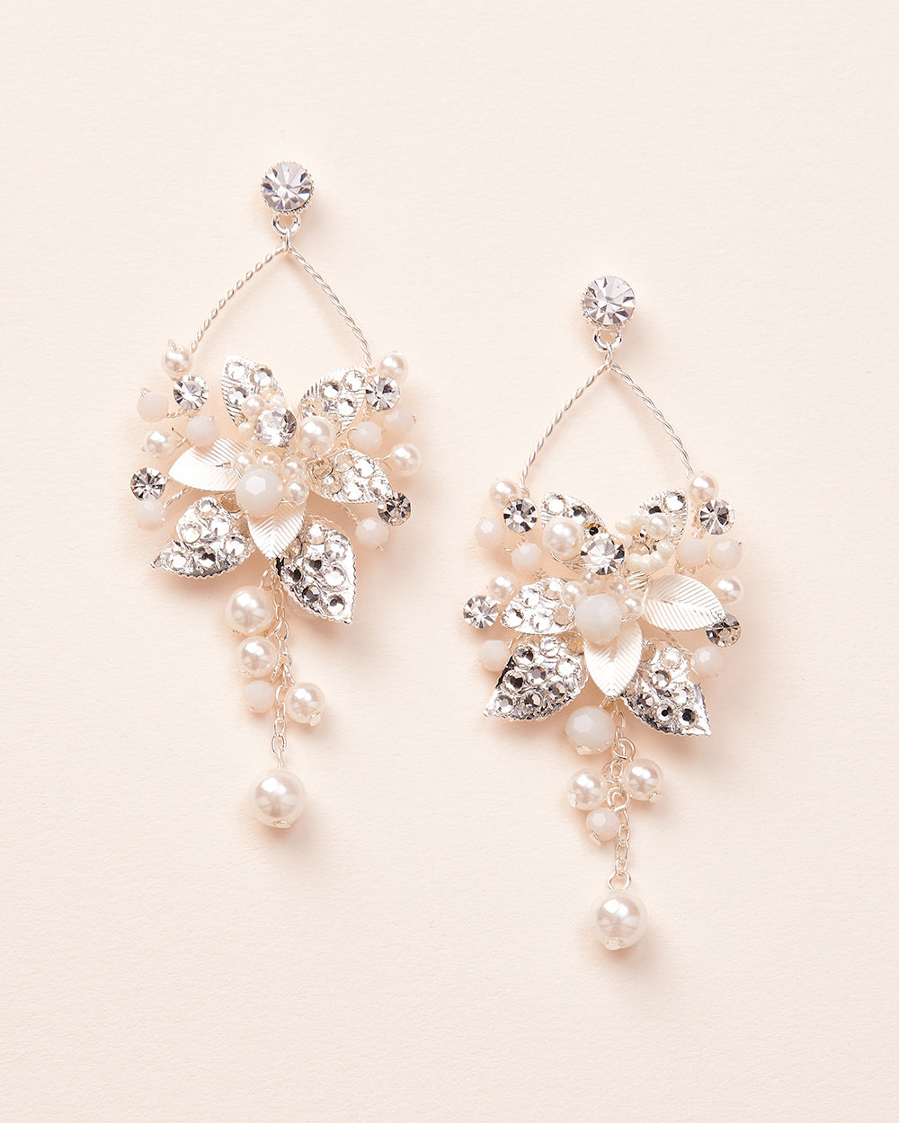 Silver Bridal Earrings Pearls