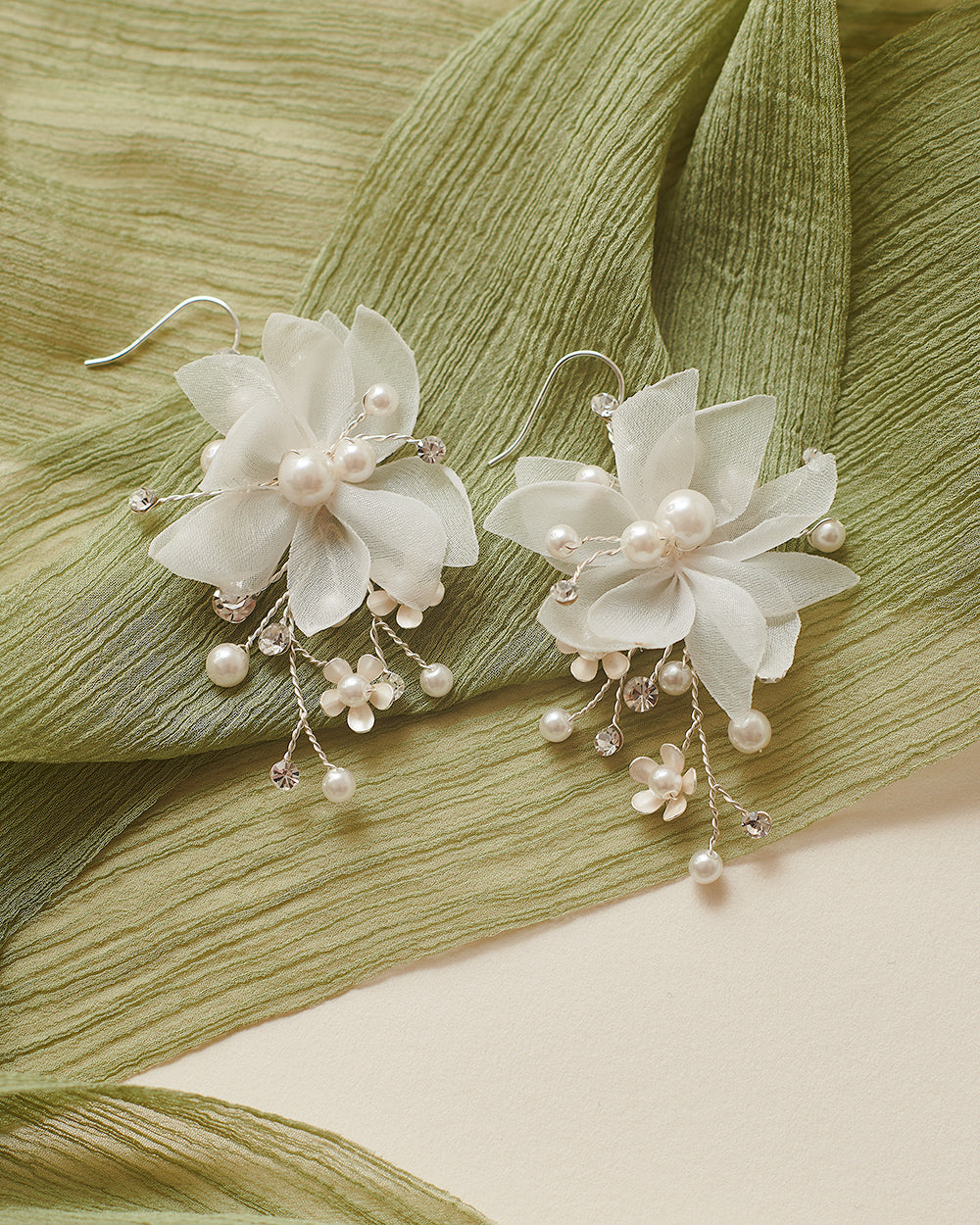 seed and sage flower earrings Tulle Flower Earrings