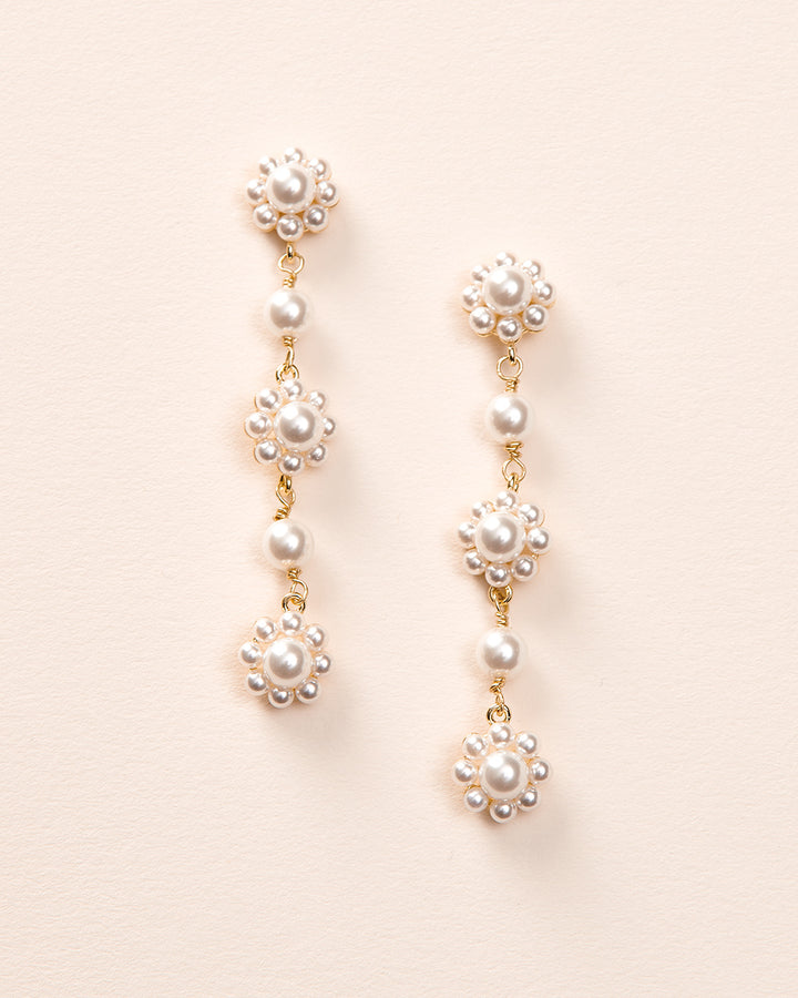 Gold Pearl Dangle Earrings