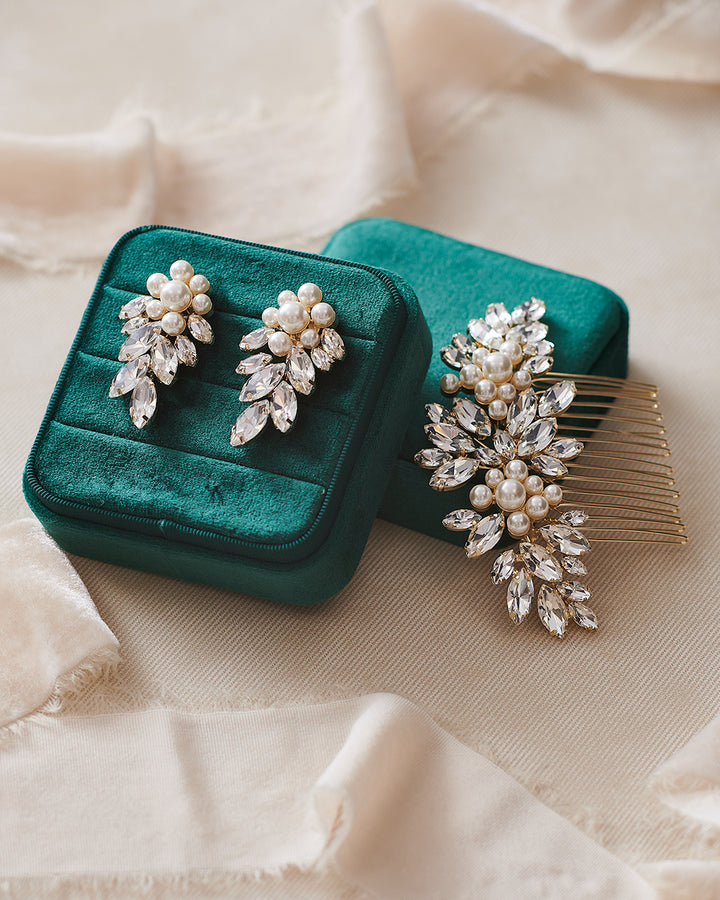 Wedding Comb and matching Earrings