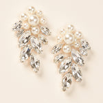 Pearl flower rhinestone statement earrings