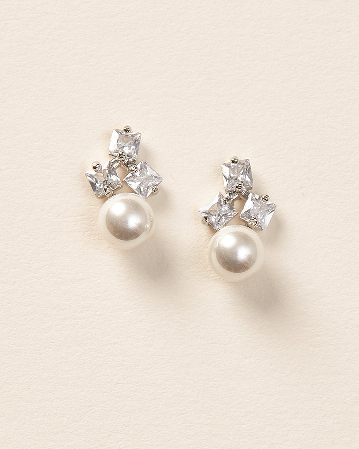 Pearl CZ Stud Earrings