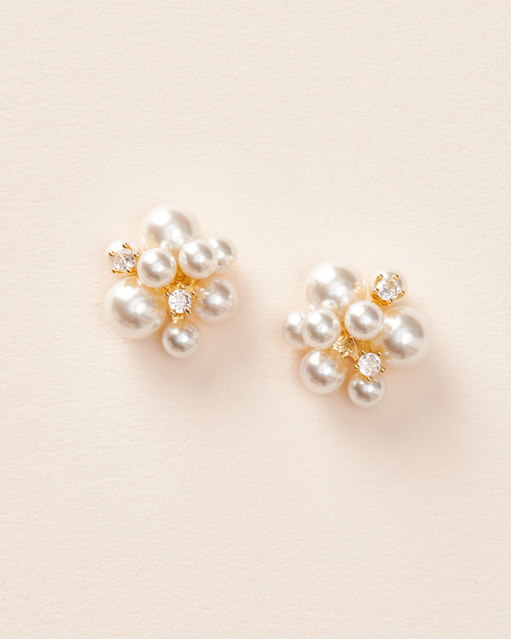 Gold Pearl Stud Earrings