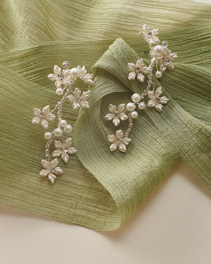 Floral Pearl Drop Earrings