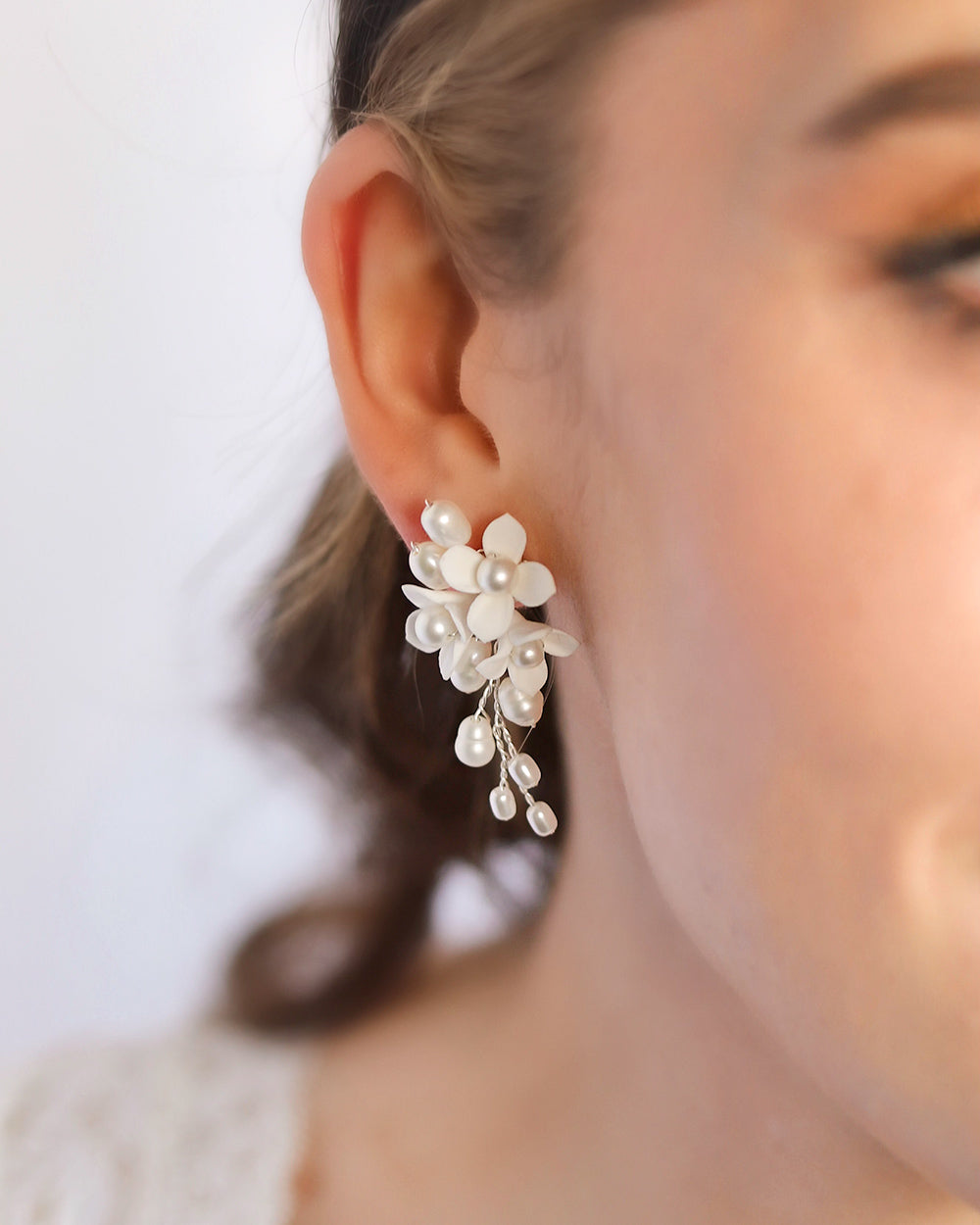 Pearl Flower Wedding Earrings