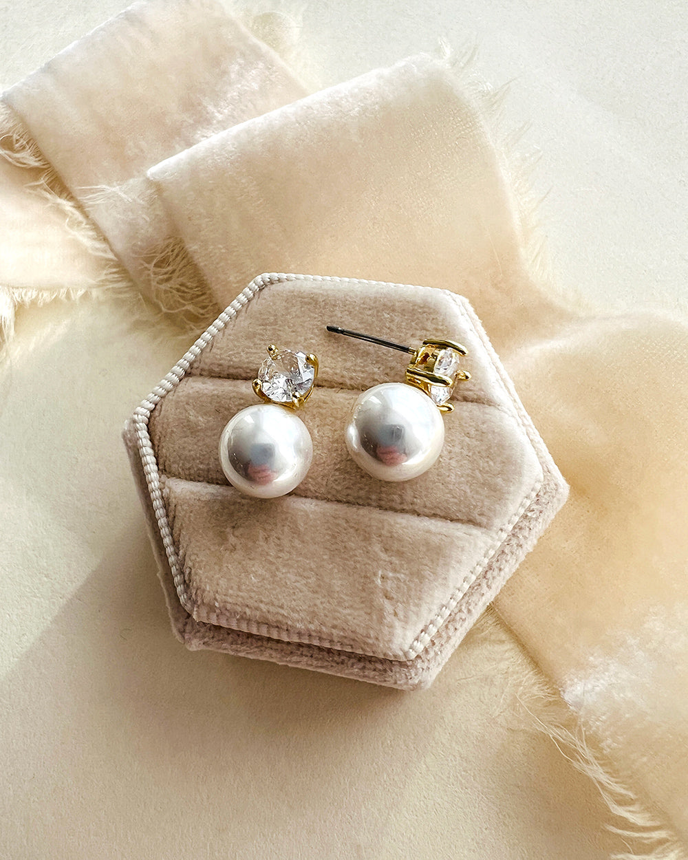 Gold Pearl Stud Earrings