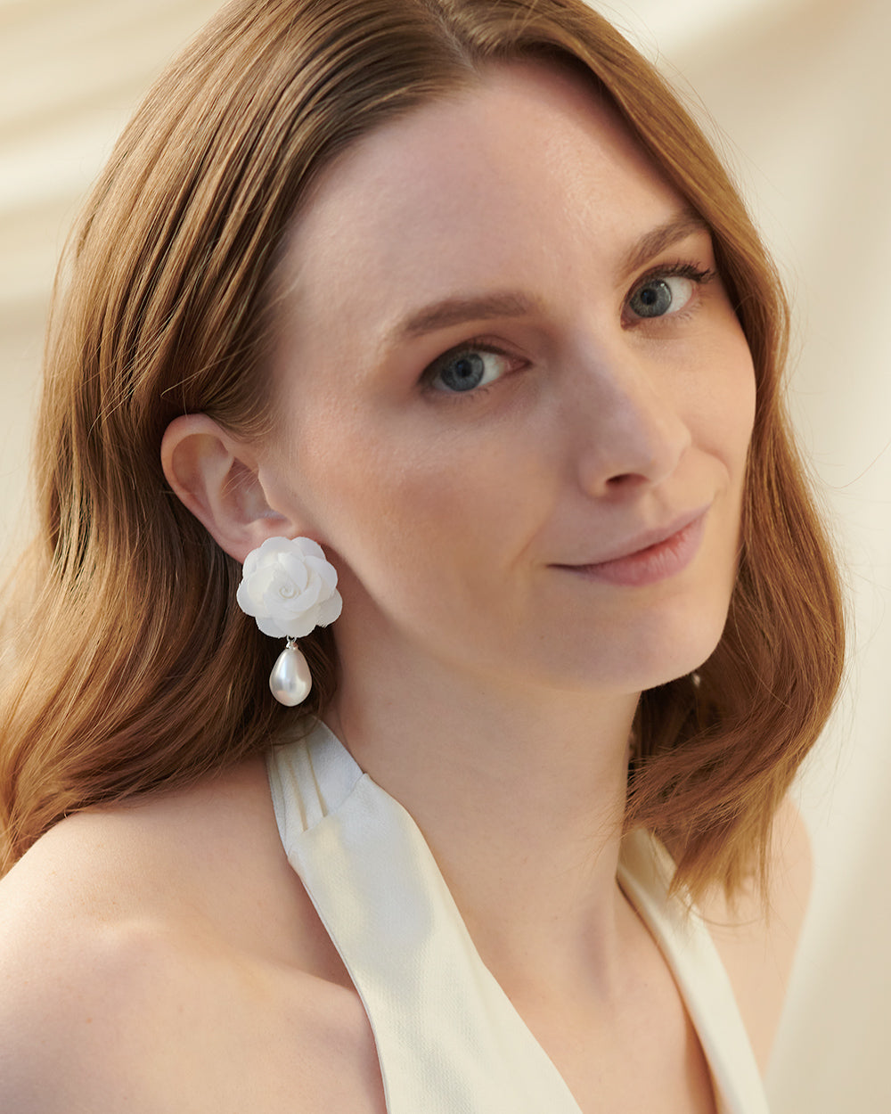 Pearl and Floral Dangle Earrings