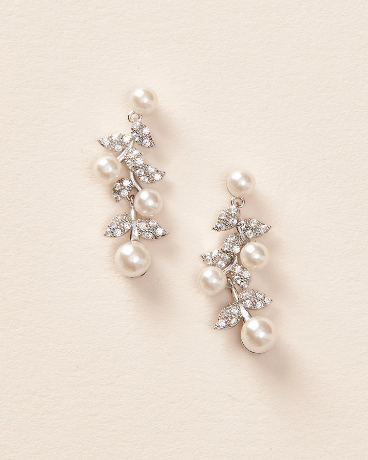 Pearl & CZ Dangle Earrings