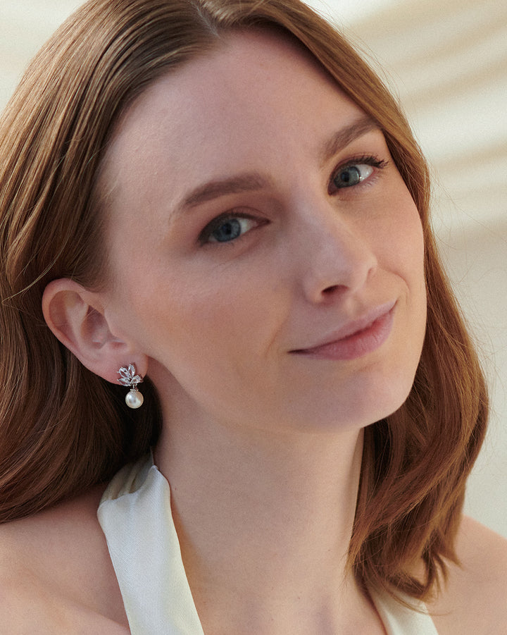 Wedding Pearl Dangle Earrings