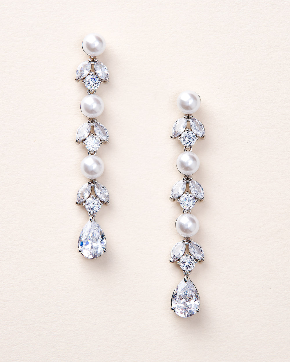 CZ Pearl Dangle Wedding Earring