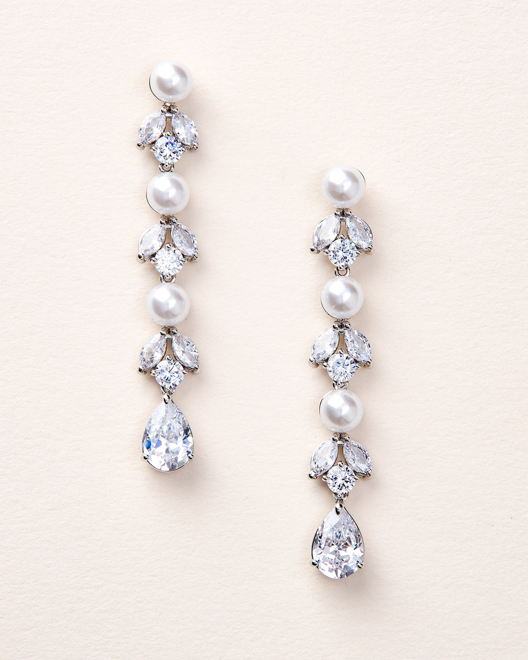 CZ Pearl Dangle Wedding Earring