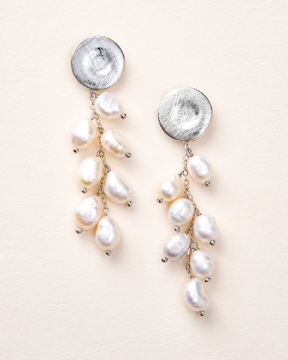Silver Dangle Earrings with Freshwater Pearls