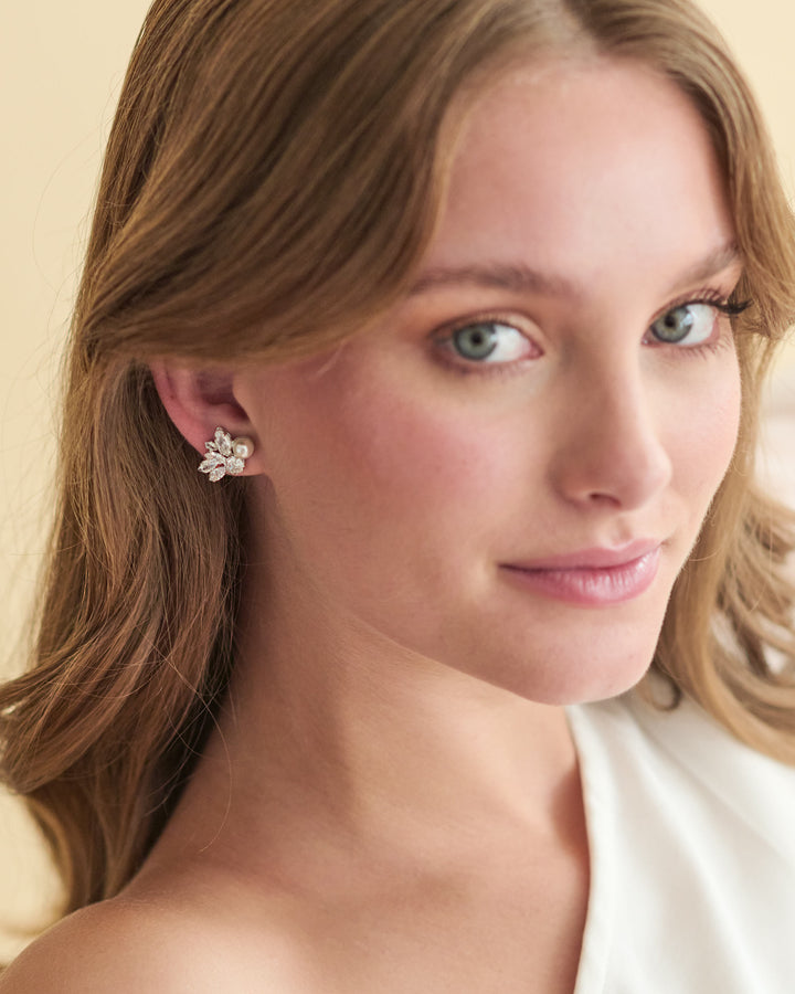 CZ Pearl Bridal Earrings