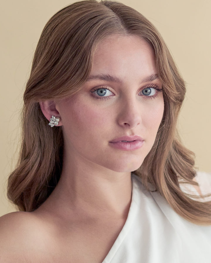 CZ Pearl Wedding Earrings