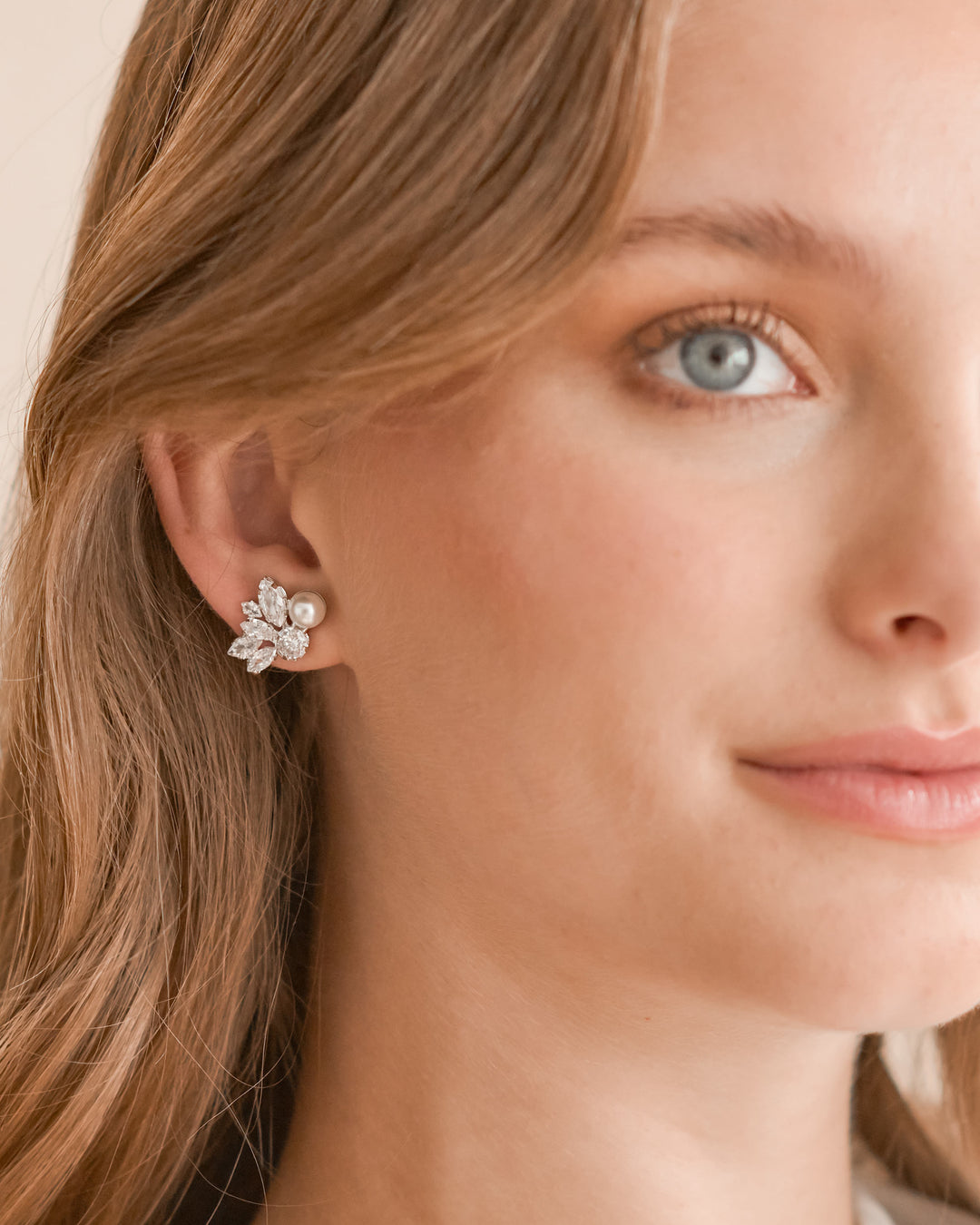 Wedding Stud Earrings with Pearl