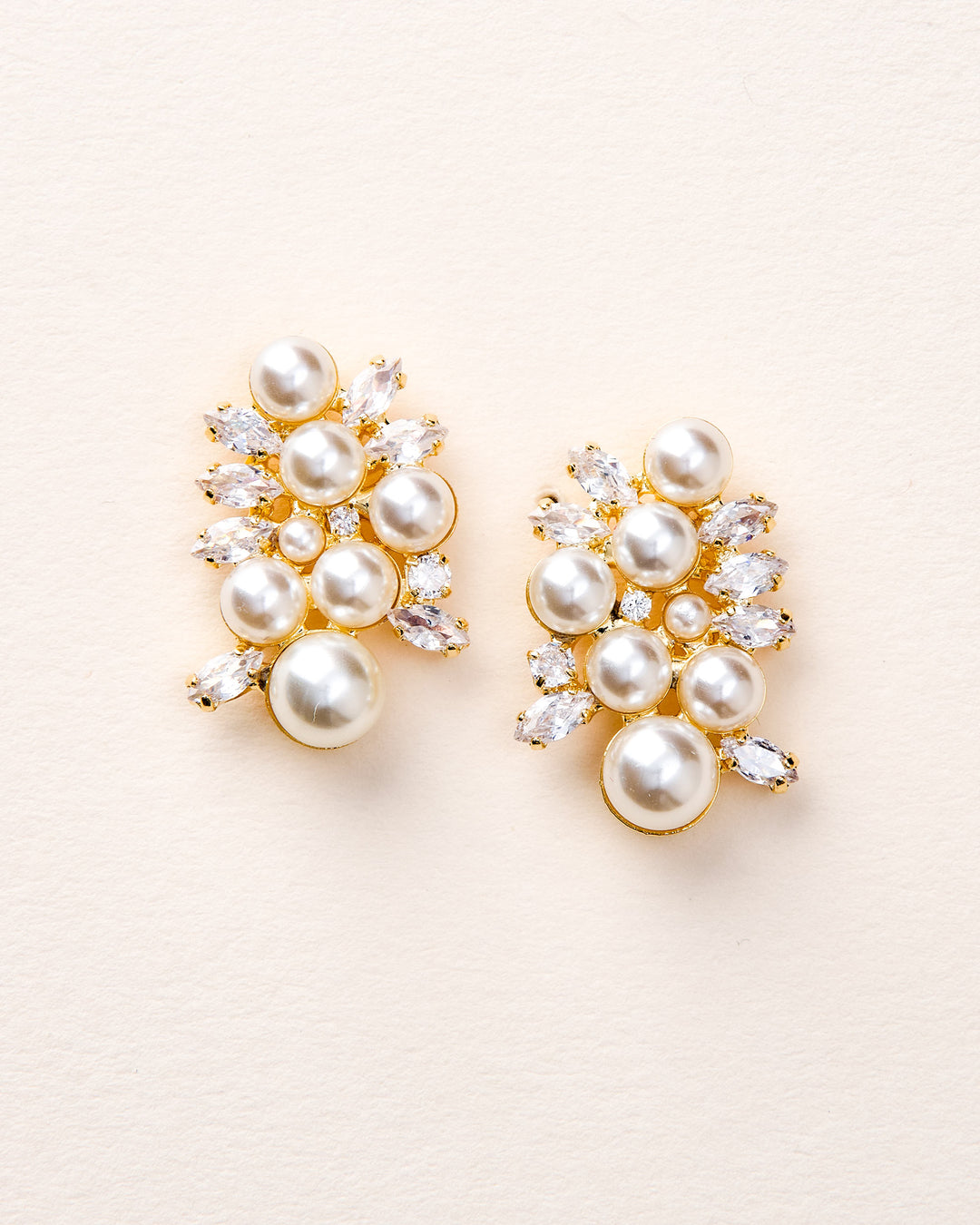 Gold Wedding Earrings with Pearls