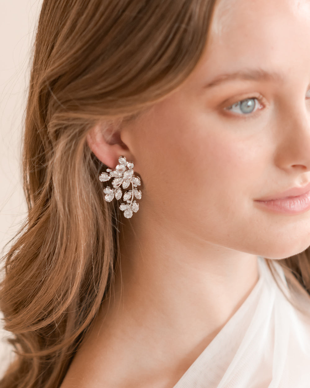 Large Floral Wedding Earrings