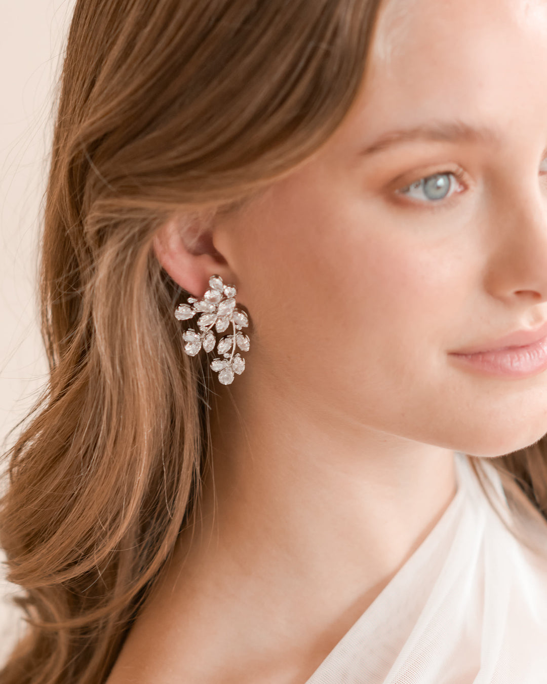 Large Floral Wedding Earrings