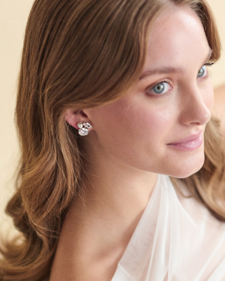 Diamond Earrings with Pearls