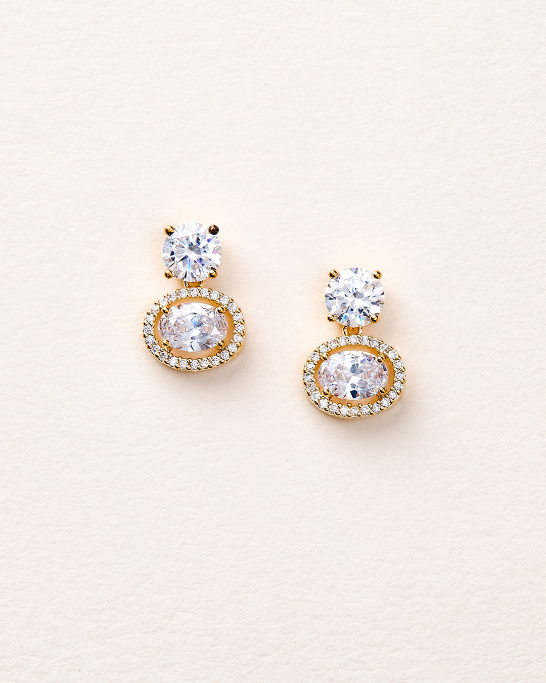 Gold CZ Stud Earrings