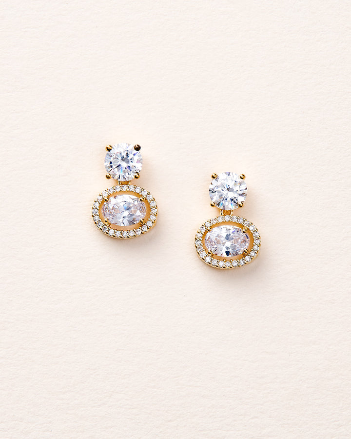 Gold CZ Stud Earrings