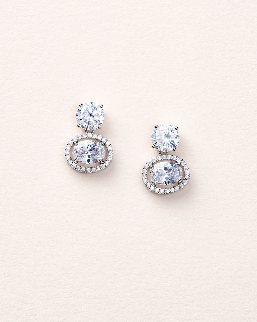 CZ Stud Earrings Silver