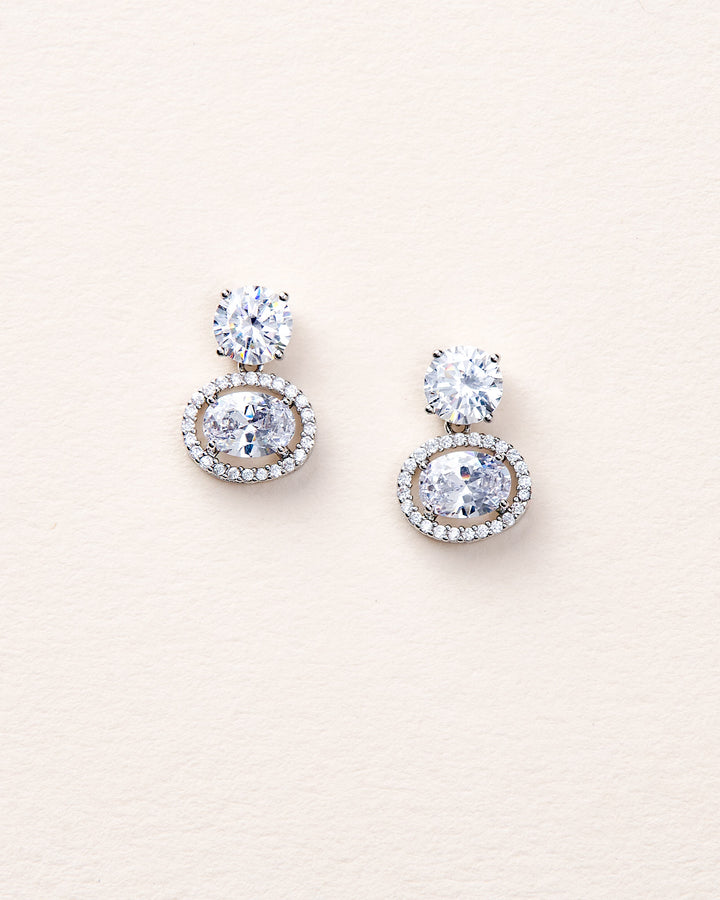 CZ Stud Earrings Silver
