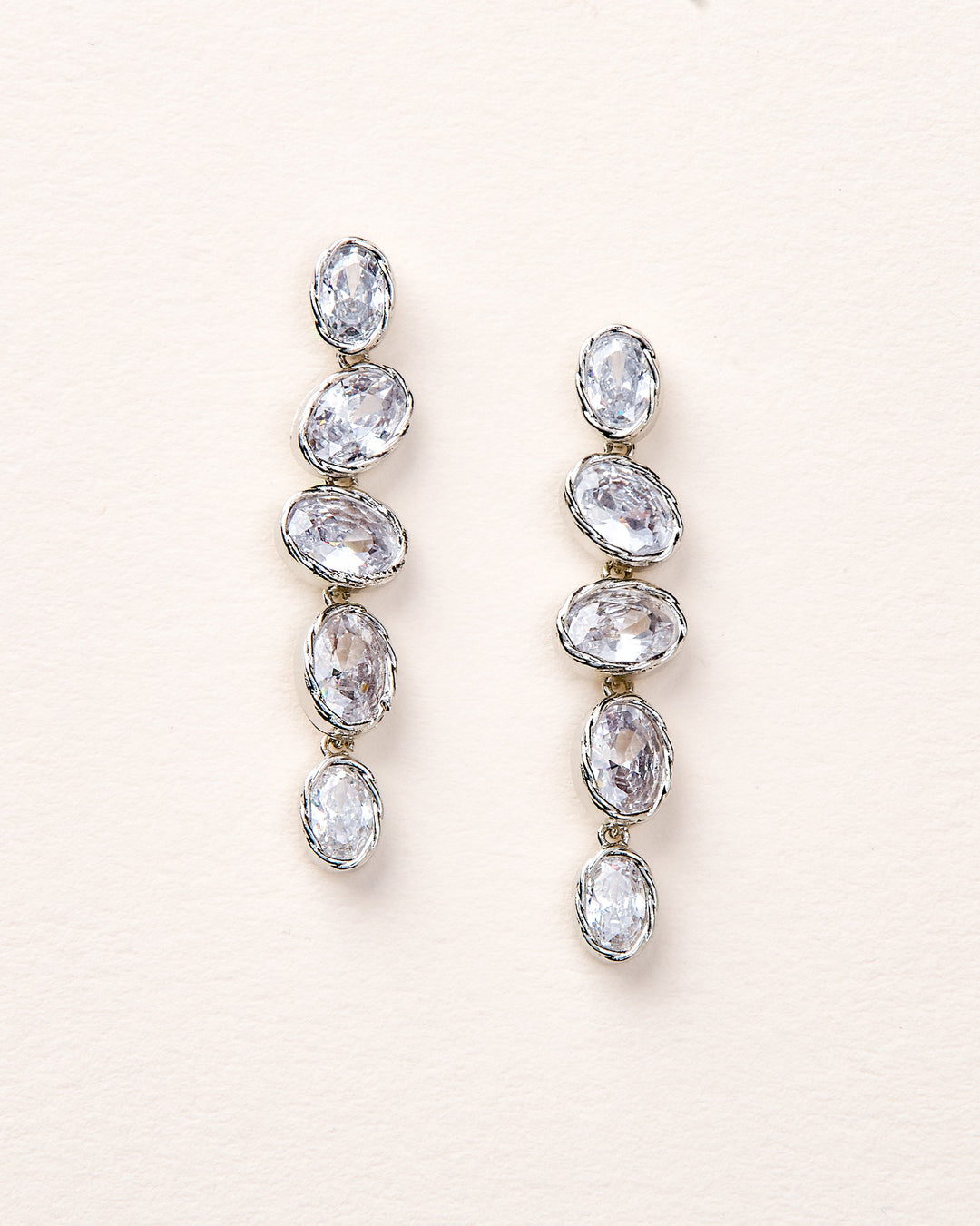 Silver Dangle CZ Earrings