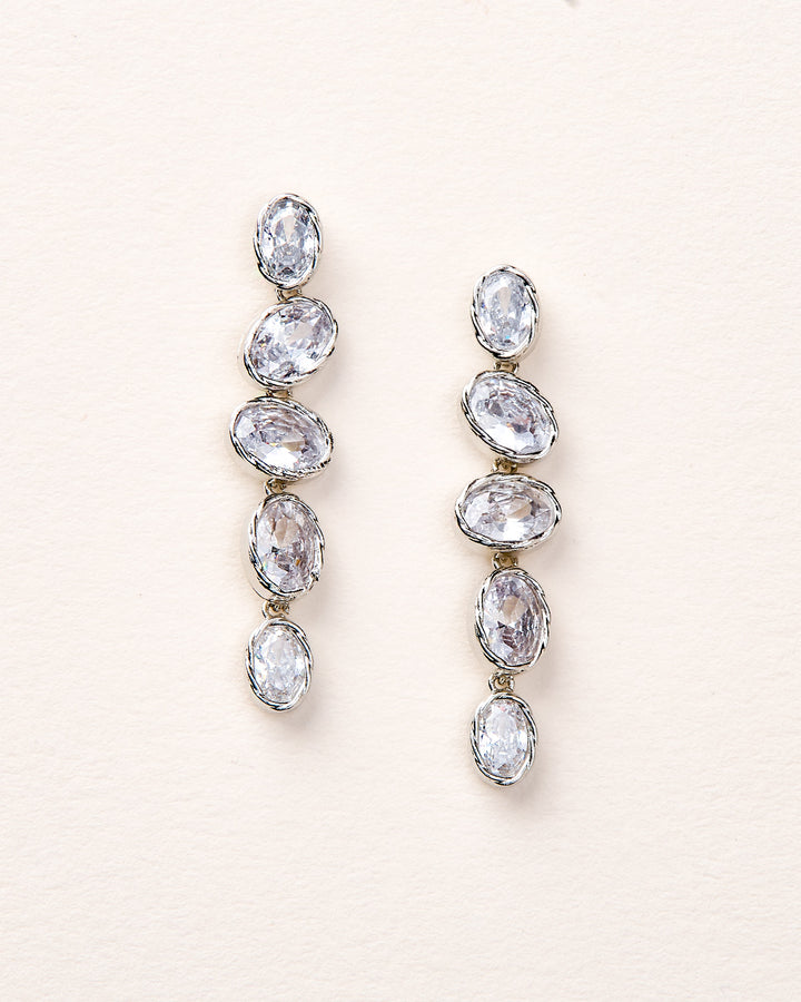 Silver Dangle CZ Earrings