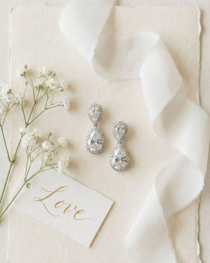 CZ Dangle Bridal Earrings