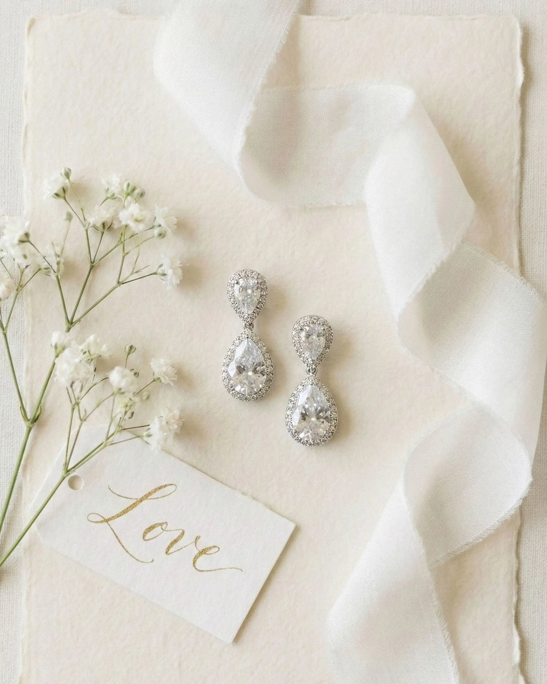 CZ Dangle Bridal Earrings
