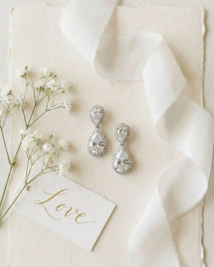CZ Dangle Bridal Earrings