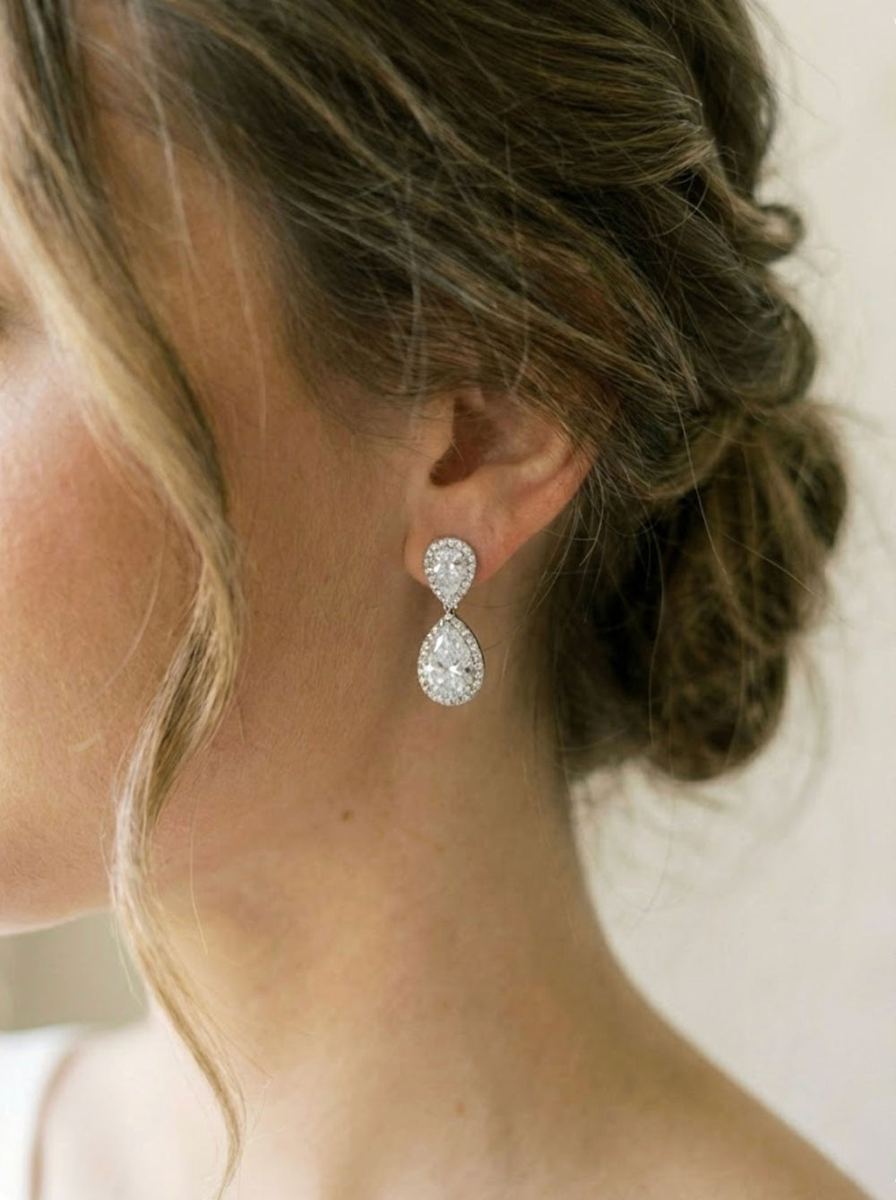 CZ Dangle Wedding Earrings