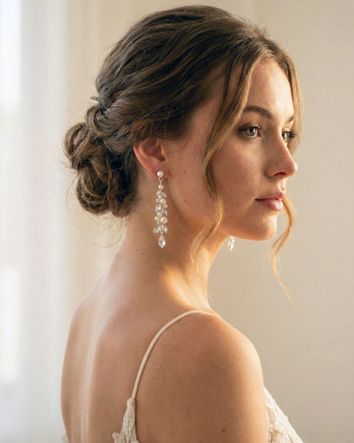 Dangle Pearl Bridal Earrings 