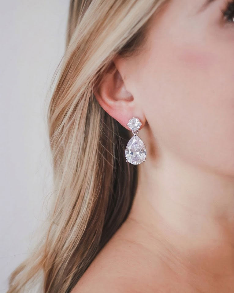 CZ Dangle Wedding Earrings 