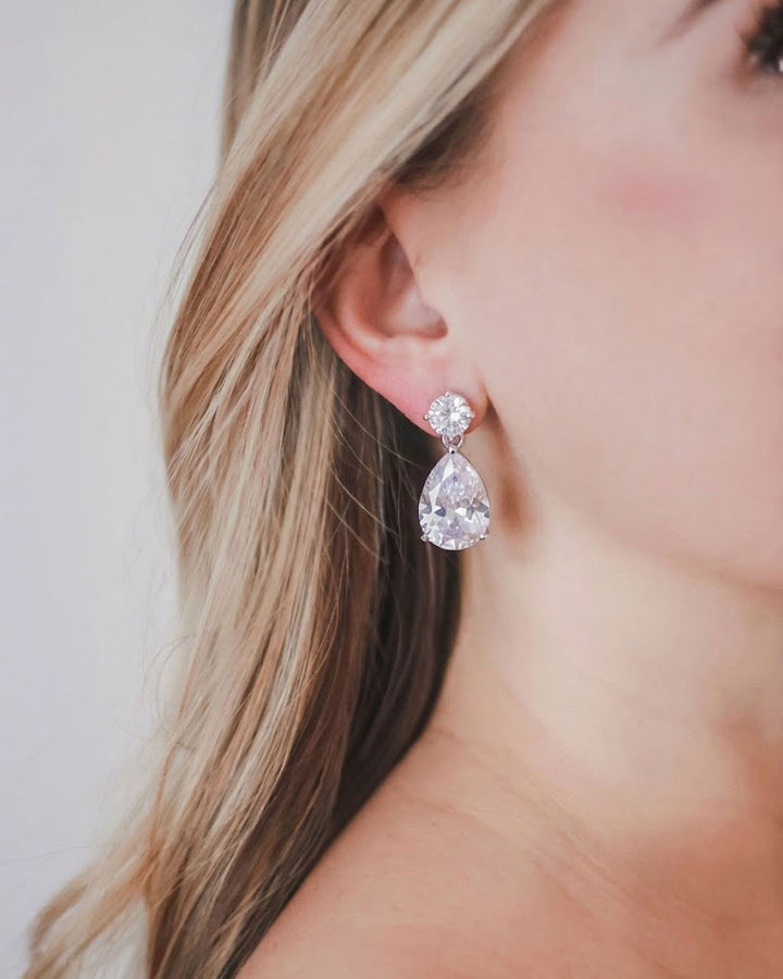 CZ Dangle Wedding Earrings 
