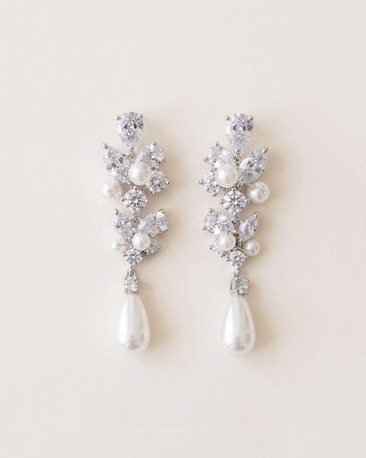 Pearl Dangle Wedding Earrings