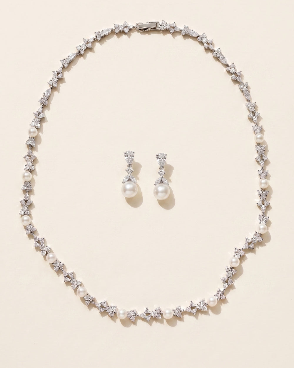 Wedding jewelry set with Pearls & CZ