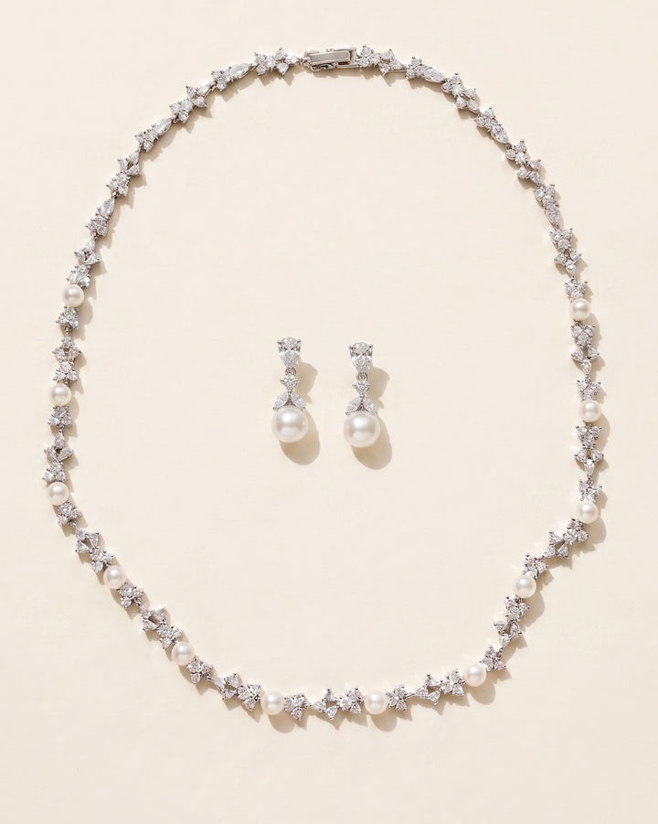 Wedding jewelry set with Pearls & CZ