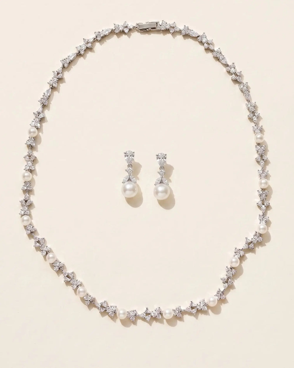 Wedding jewelry set with Pearls & CZ