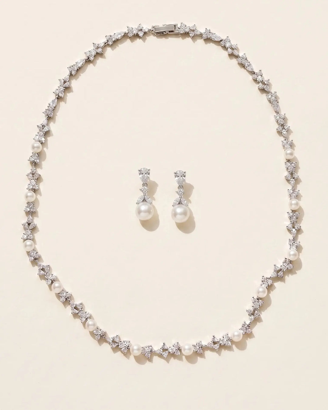 Wedding jewelry set with Pearls & CZ
