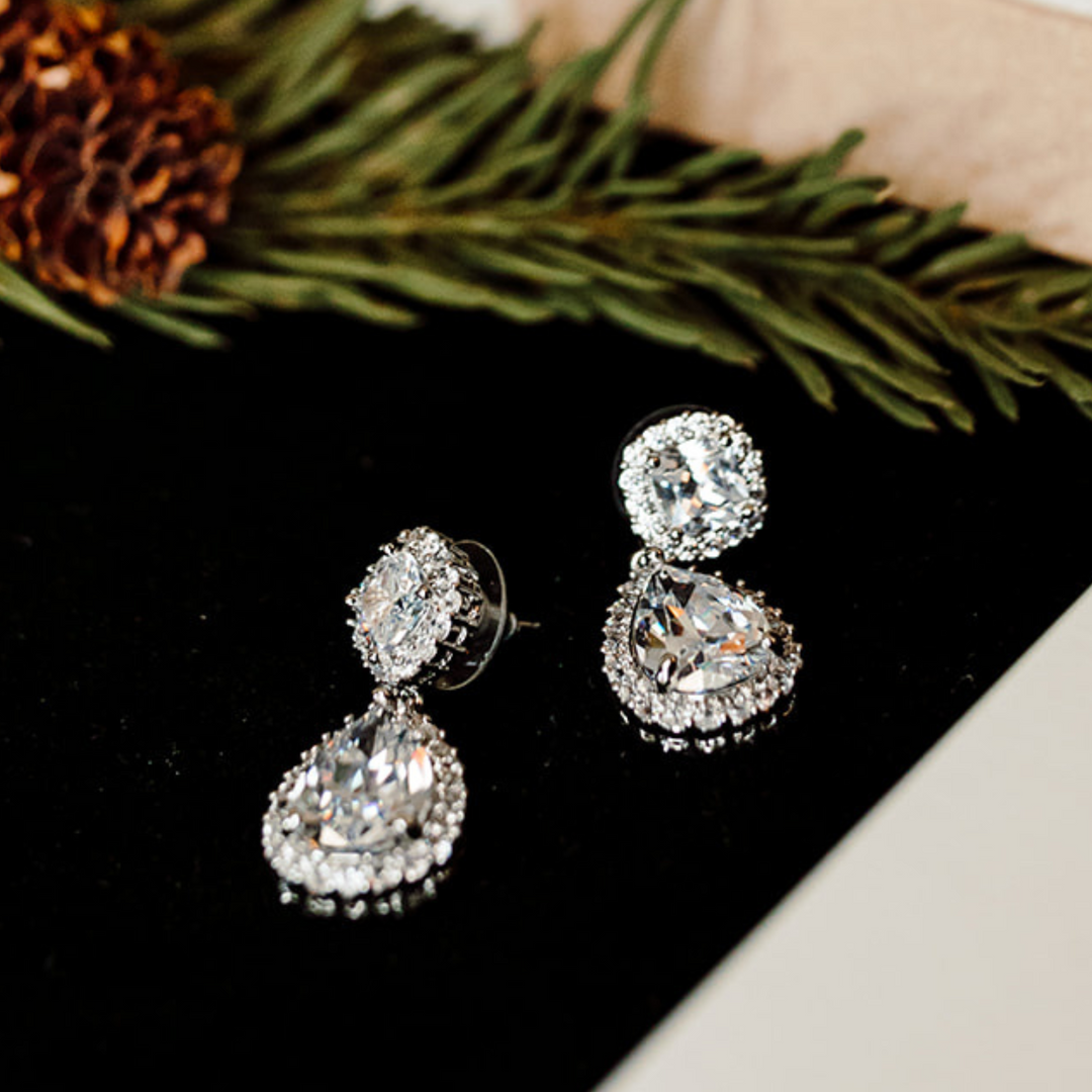 CZ Dangle Earrings in Silver