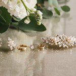 Gold Wedding Comb and Earrings