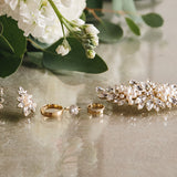 Gold Wedding Comb and Earrings