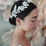 Floral wedding hair accessory for bride with pearls and rhinestones
