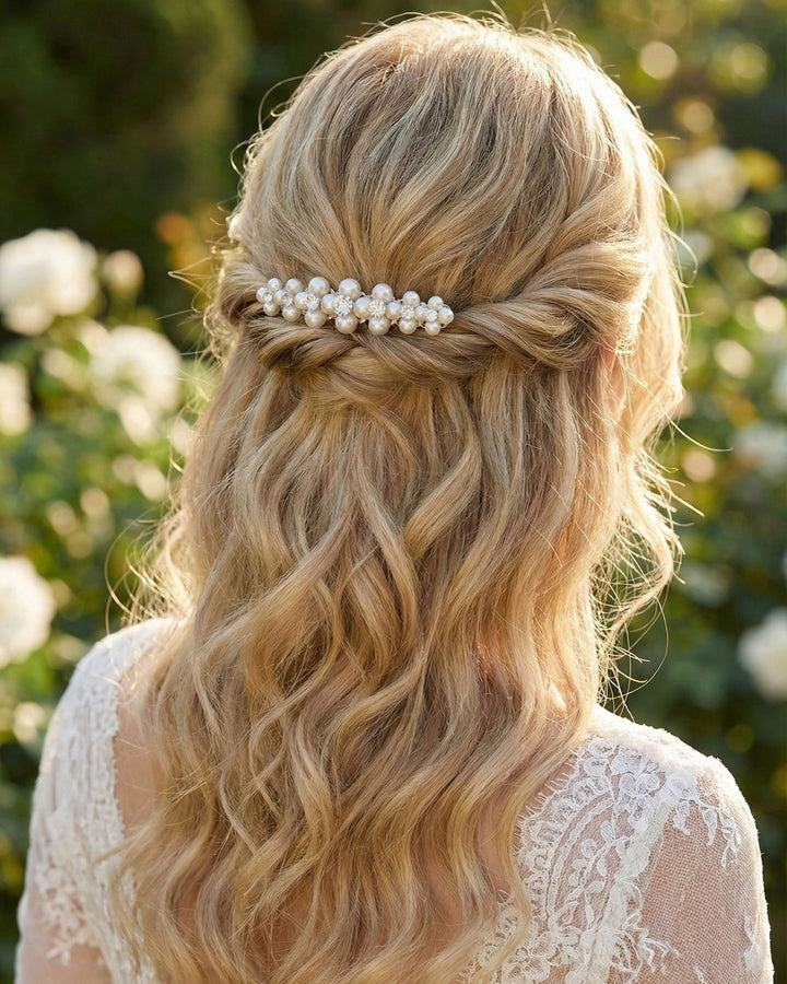 Rhinestone and pearl clip