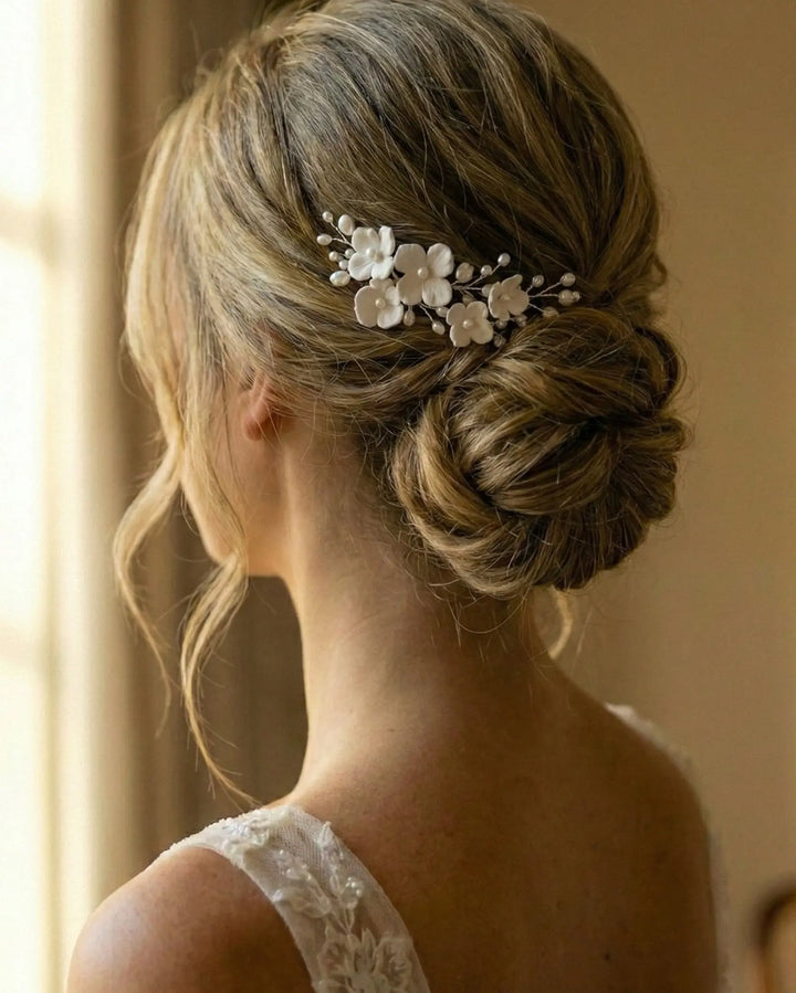 Pearl Floral Bridal Clip Headpiece