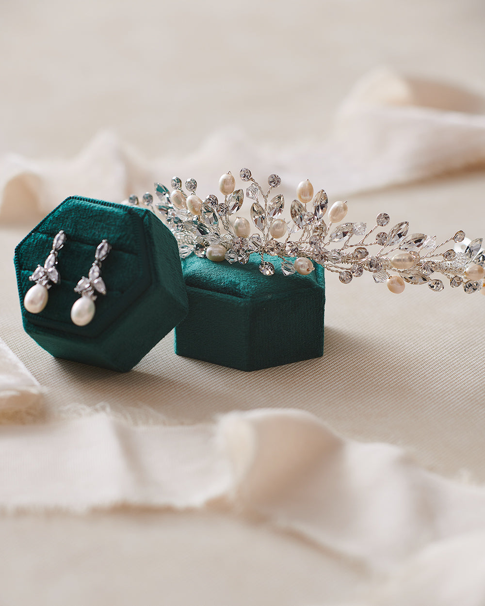 Pearl Tiara and Earrings