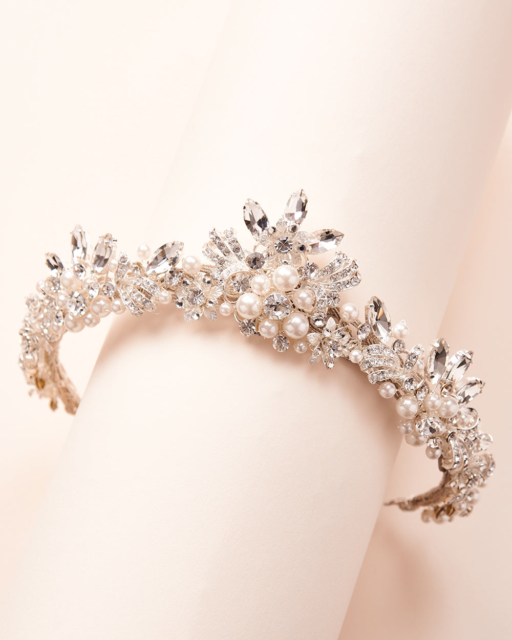Silver Pearl Wedding Crown