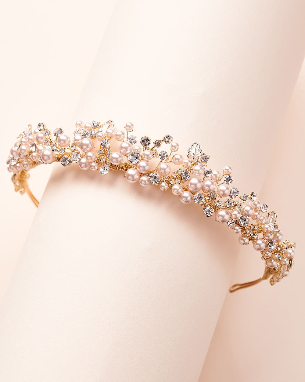 Gold Wedding Tiara with Pearls